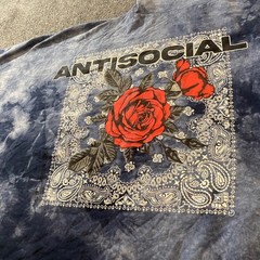 Popular Poison Shirt Mens L Tie Dye Antisocial Rose Graphic Blue Bandana Print