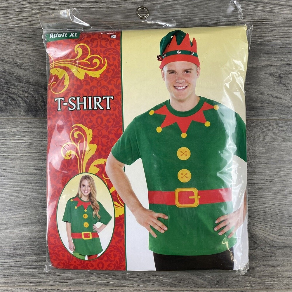 Elf Amscan Adult XL Novelty T-Shirt Unisex Short Sleeve Crew Neck Christmas