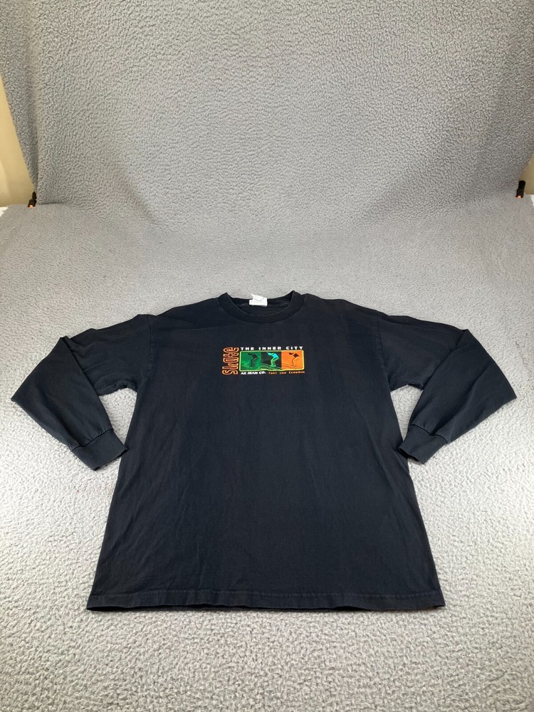 Vintage Skater Shirt Mens Medium Black Y2K Skateboarding Streetwear Inner City