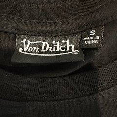 Von Dutch Men’s T-Shirt Small Black White Spellout Logo Y2K Graphic Tee NWT