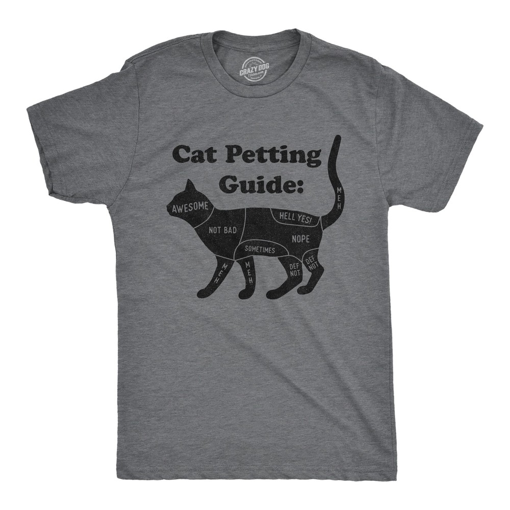 Mens Cat Petting Guide T Shirt Funny Pet Kitty Lover Crazy Cat Lady Novelty Tee
