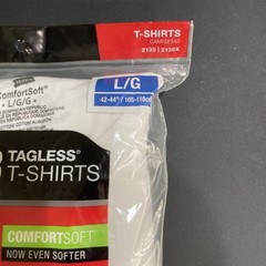 Hanes ComfortSoft 2135 Crewneck Tagless Men’s T-shirt L 3 Pack- White Sz Lg