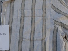 M&S MARKS & SPENCER ECRU MIX LINEN BLEND SHORT SLEEVE SHIRT SIZE L 41-43in CHEST