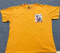2MONKEYS Graphic Tee Mens 2XL Yellow Orange Dyed Cotton Poly Blend Shirt