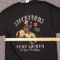 Stockyards Fort Worth Graphic T Shirt Men M Black Western Skeleton Cowboy Horse