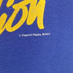 Vintage Peacock Papers Shirt Mens Large Blue Aged to Perfection Stedman 80s USA