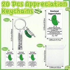 20 Sets Christmas Positive Pickles Gifts Resin Keychains with Card Bag Emotio…