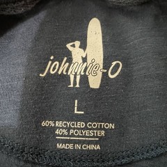 Johnnie O T Shirt Mens L Large Blue Long Sleeve Graphic Crew Neck Surfer Beach