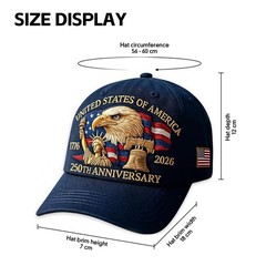 250th Anniversary USA Hat Adjustable United States 250th Anniversary Hat Ret…