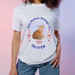Customise Your Pet Photo Unisex T-shirt – This Human Belongs To