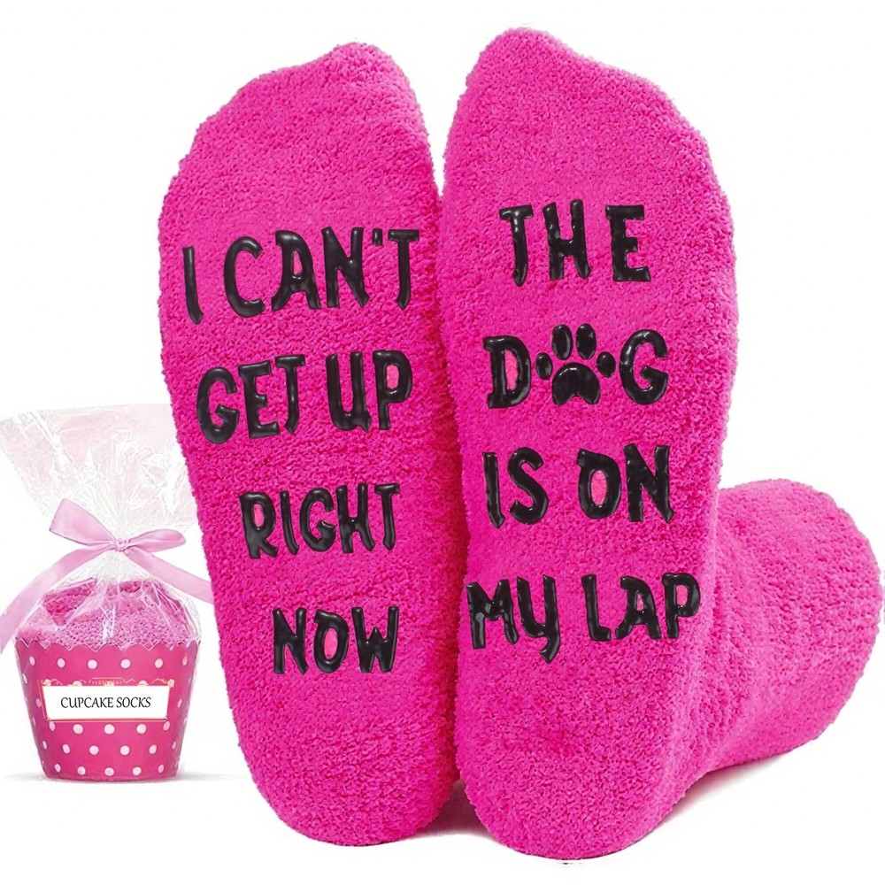 Fuzzy Socks Dog Lovers Gift Cozy Non Slip Funny Christmas Men Women Winter
