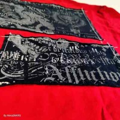 Affliction T Shirt Men XL Red Black Gray Silver Foil Patch Skull USA Distressed