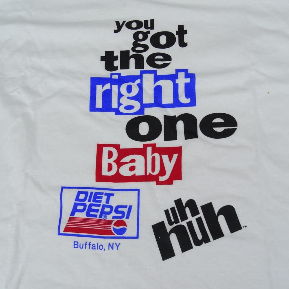 Vintage 90s Diet Pepsi Buffalo NY T-Shirt L You Got Right One Baby Promo White