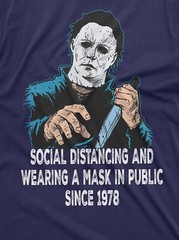 Social Distancing and Wearing Mask Funny Halloween Horror T-shirt Michael Myers