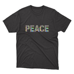 PEACE Black T-Shirt | Silver Holographic / Hologram Text