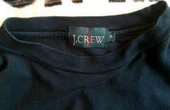 J. CREW VTG BLANK TEE MEDIUM BLACK USA MADE SSLV CREW NECK RAW WAIST HEM COTTON