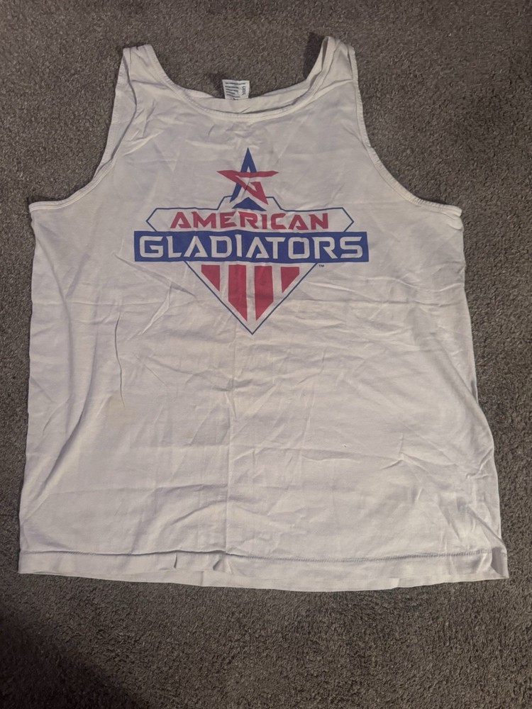 Vintage 90s American Gladiators Tank Top TeeJays XL USA Graphic Shirt Softee
