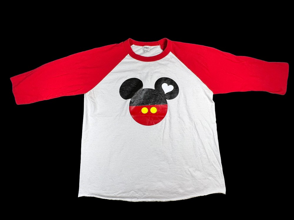 Mickey Mouse Shaka Active Knit Top White Red 3/4 Sleeve Disney Adult Size XL
