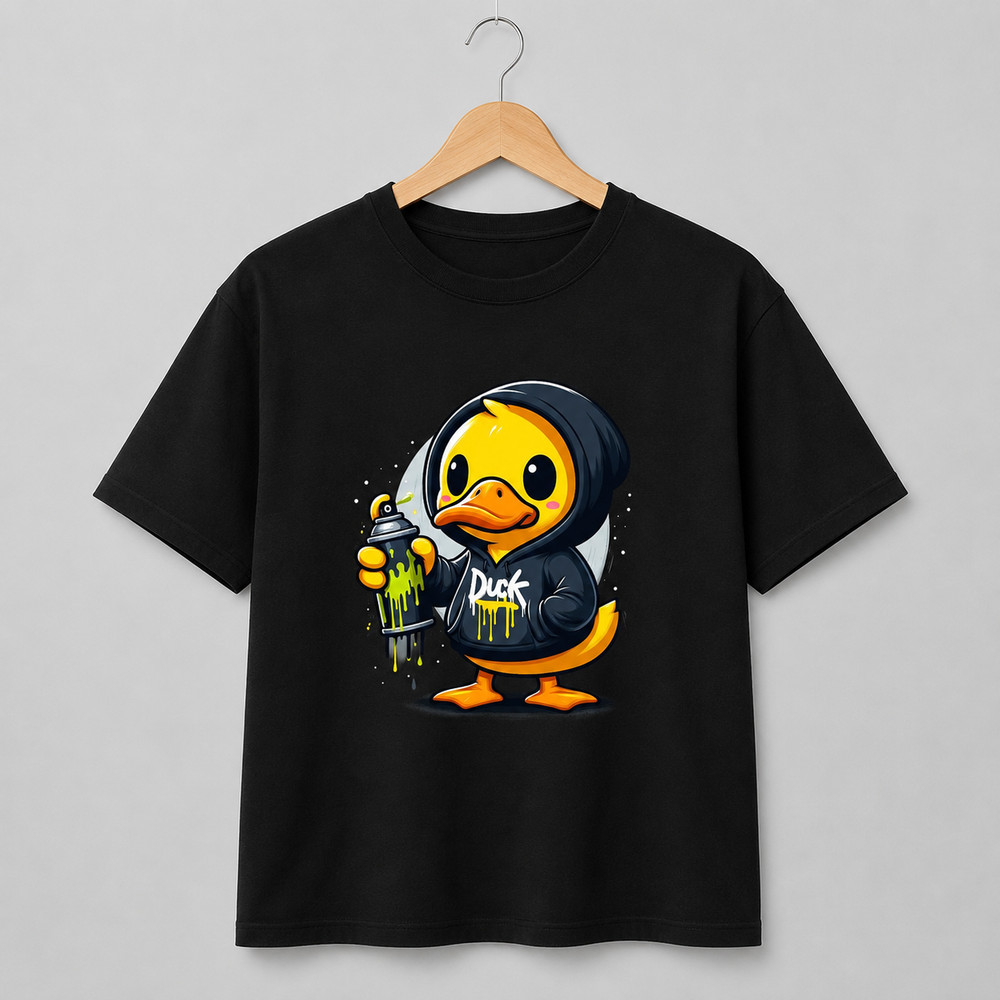Duck Street Style T-Shirt – Graffiti Duck T-Shirt, Unisex, 100% Cotton