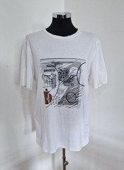 Seasalt Cornwall White Graphic T-Shirt Size M Organic Cotton Abstract Print Tee