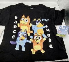 Bluey “Dance Mode” T-Shirt Unisex Adult Black with Bandit, Chili, Bluey + Bingo