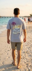 $45 TOMMY BAHAMA Grey ONE SWAY AT A TIME Relaxed Fit Short Sleeve T-shirt NWT