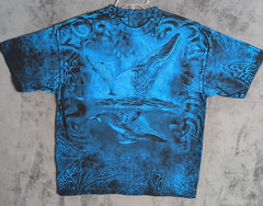 Ocean Whales Shirt Adult 2XL XXL Blue Graphic All Over Screen Print Mens