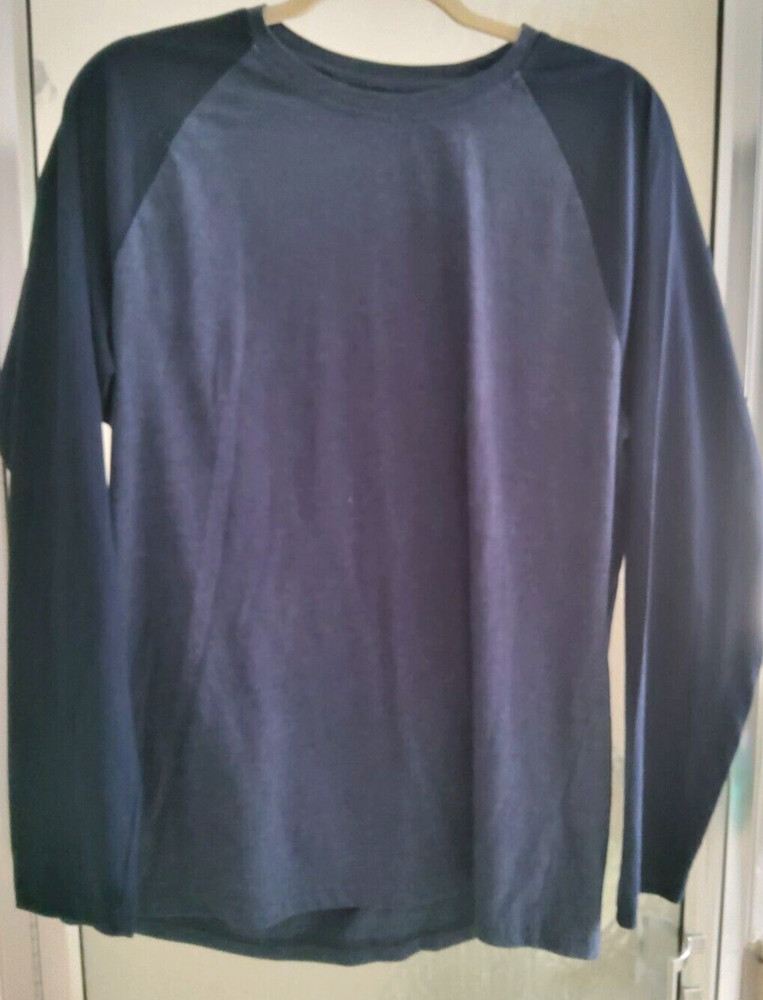 ALFANI MENS EASY CARE COLORBLOCK T-SHIRT-LARGE-BLUES-CREW NECK-LONG SLEEVES-*NEW