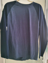 ALFANI MENS EASY CARE COLORBLOCK T-SHIRT-LARGE-BLUES-CREW NECK-LONG SLEEVES-*NEW