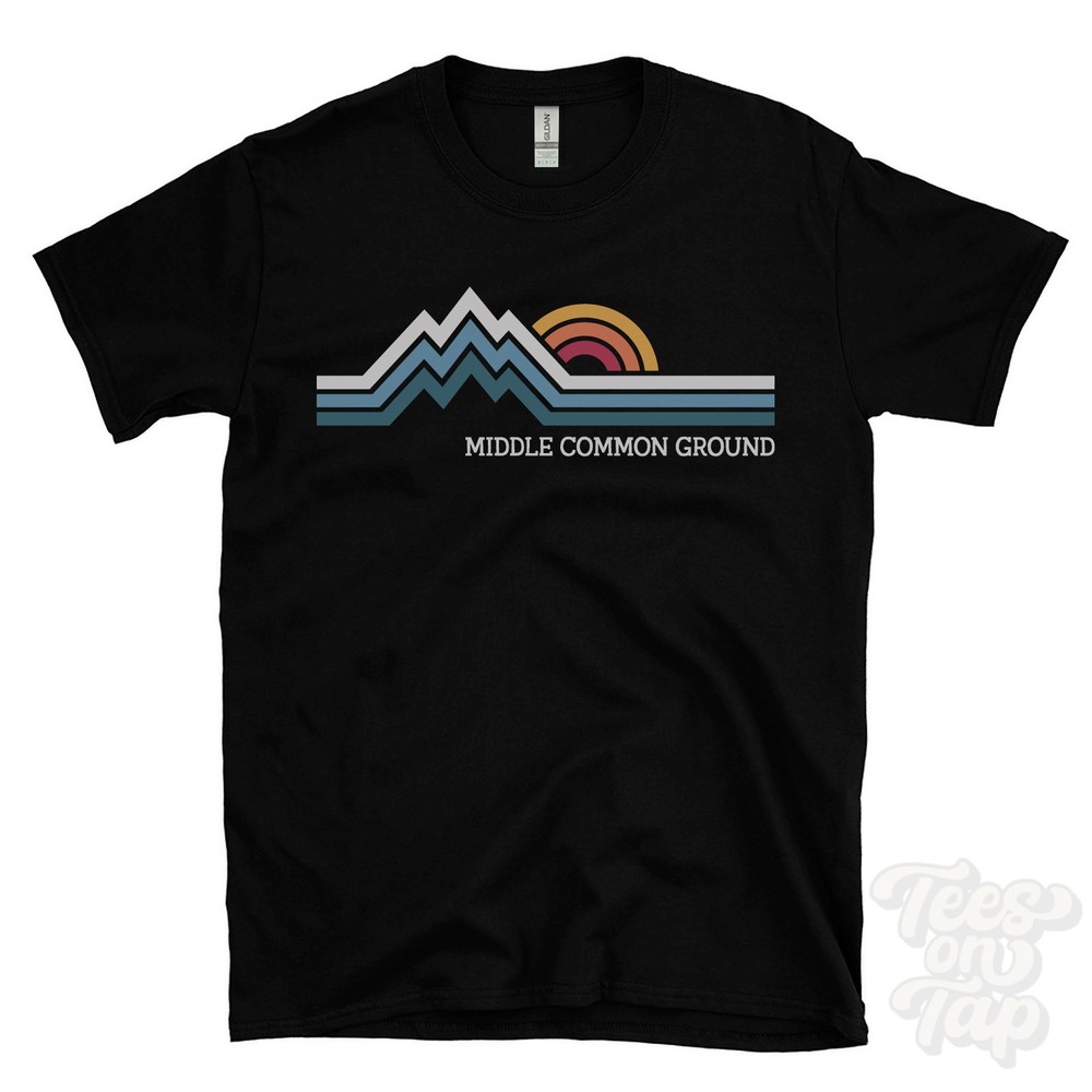 MIDDLE COMMON GROUND RETRO LOGO PARODY T-SHIRT romsey hampshire england