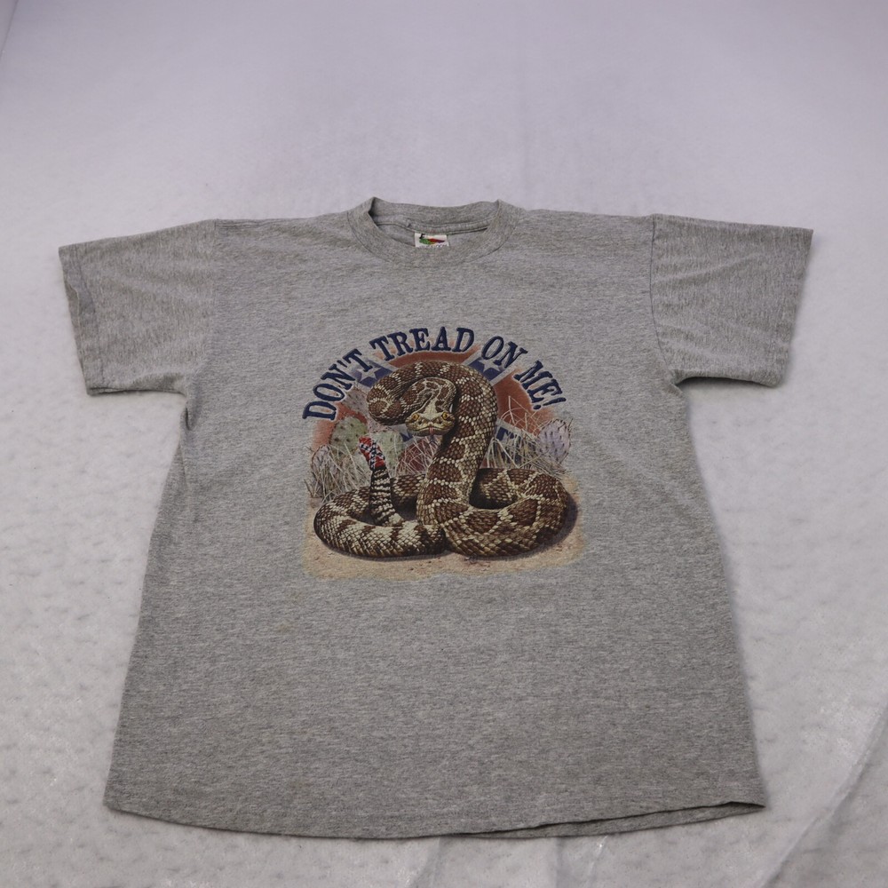 Fruit of the Loom T-Shirt Mens Dont Tread on Me Size Medium Rattlesnake Gray