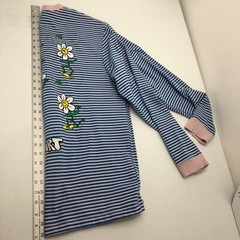 ALAB Mens Novelty Embroidered Pullover Shirt Size L Multicolor Stripe Eat Dirt F