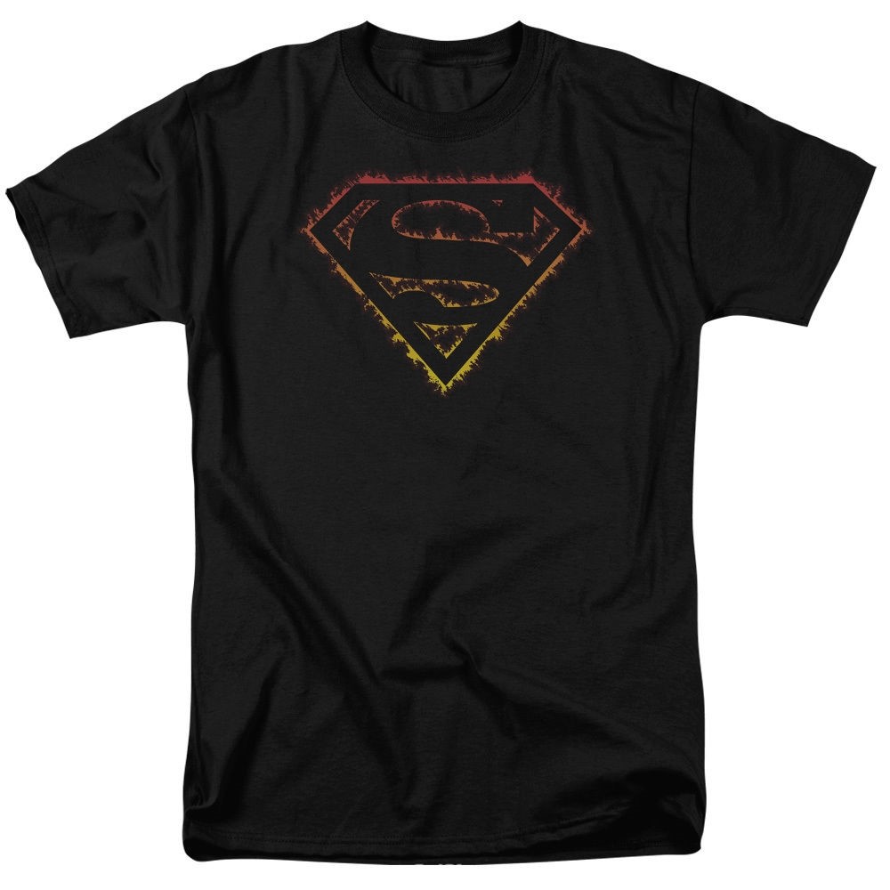 Superman Flame Outlined Logo T-Shirt DC Comics Sizes S-3X NEW