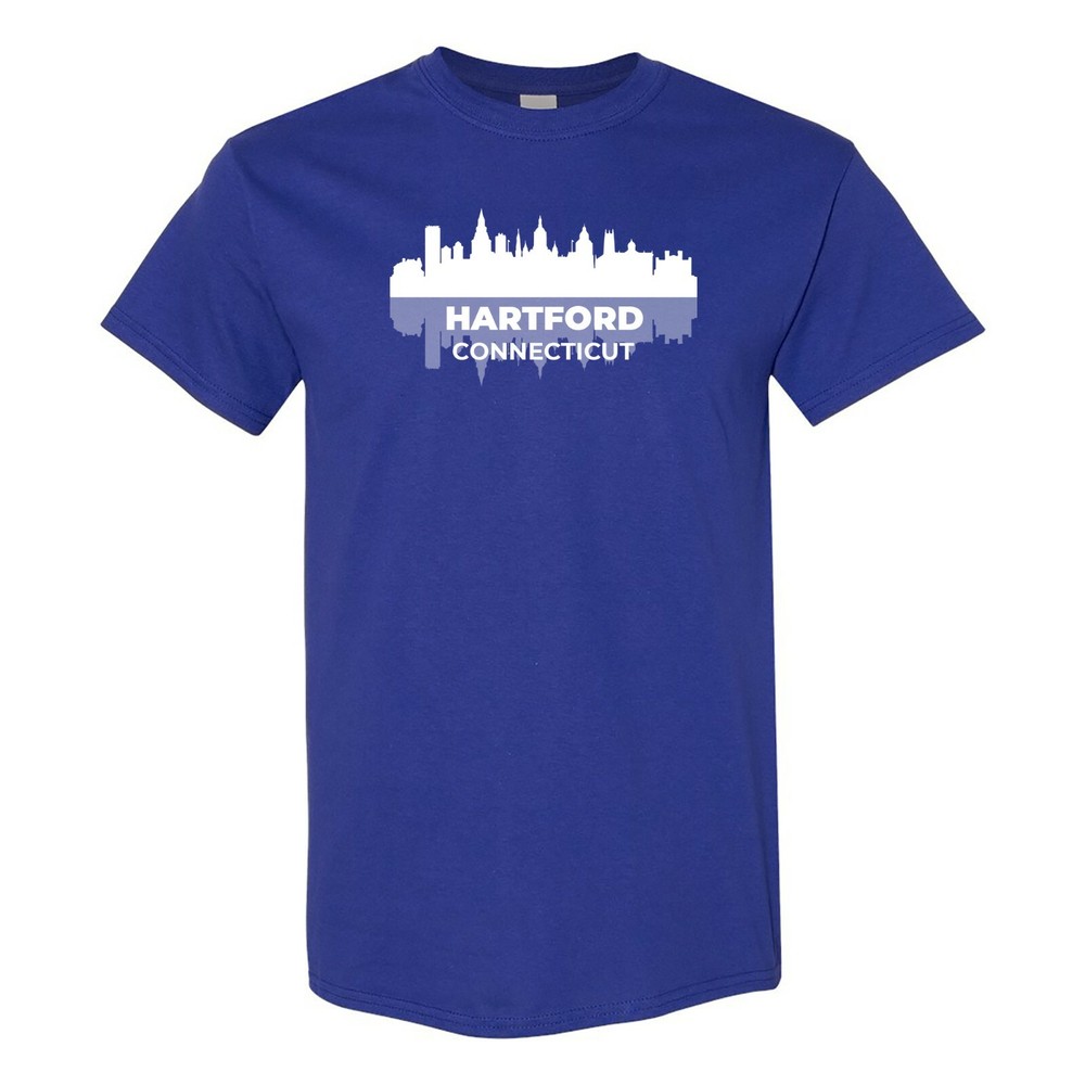 Hartford Connecticut Skyline – Classic City Sports Team T Shirt – Cobalt