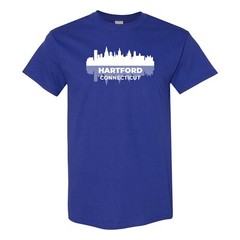 Hartford Connecticut Skyline – Classic City Sports Team T Shirt – Cobalt