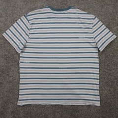 Champion Shirt Mens Large Green Striped Ribbed Collar Embroidered Logo Sport Tee