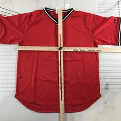 Vintage Champion Shirt Mens Medium Red Mesh V-Neck Short Sleeve Athletic Jersey