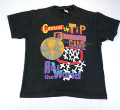 Vintage 90s Rule World Basketball Mega Print Single Stitch Shirt XL Basketball