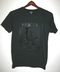 NEW Mens VICTORIOUS Black Glossy LA Los Angeles Med M Short Sleeve Shirt NWT $59