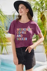 Weekends Coffee and Soccer Shirt Soccer Mom Tshirts for Women Soccer Gift Shirt