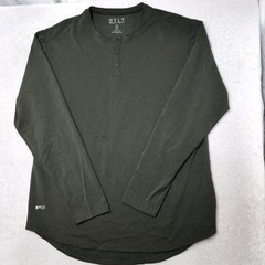 BYLT Shirt Mens XL Green Long Sleeve Henley Tagless Lightweight Stretch