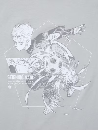 Uniqlo Blue Lock UT Graphic T-Shirt Gray Seishiro Nagi Anime Manga Shonen NWT