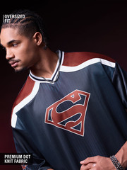 DC Superman Man Of Steel Oversized Jersey Premium Dot Knit Fabric T-Shirt 2026