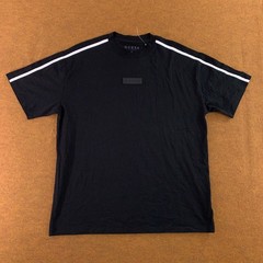 Guess Mens Medium Black Stripe Shoulder Logo Patch Short Sleeve T-Shirt New