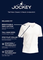 Jockey Men’s Tall Man 100% Cotton Classic V-Neck Undershirt – 2 Pack