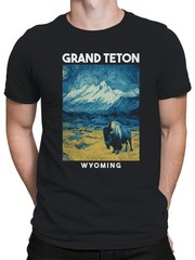 Starry Night Grand Teton Bison Men’s T-shirt