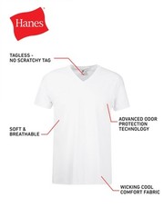 Hanes Men’s FreshIQ Undershirt 6-Pack V-Neck Men’s Shirts TAGLESS Comfort Soft