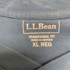 L.L. Bean T Shirt Mens XL Blue Cotton Henley Neck Casual Summer Traditional Fit