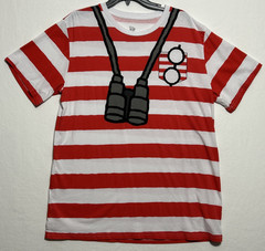 Where’s Waldo? Character Costume Red /White Striped Graphic TShirt Adult Size XL