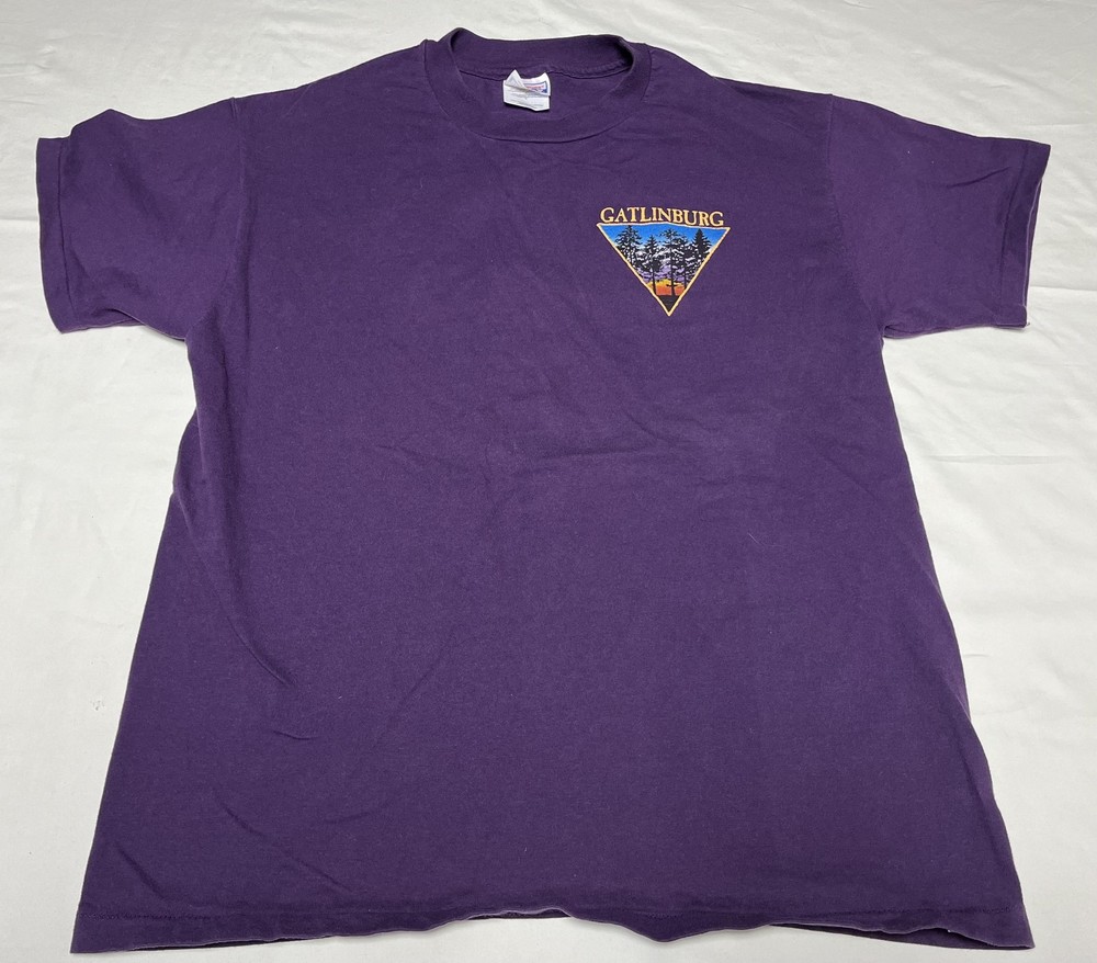 Vintage Gatlinburg Shirt Mens Large Purple Work Sucks Mountains Hanes 90s